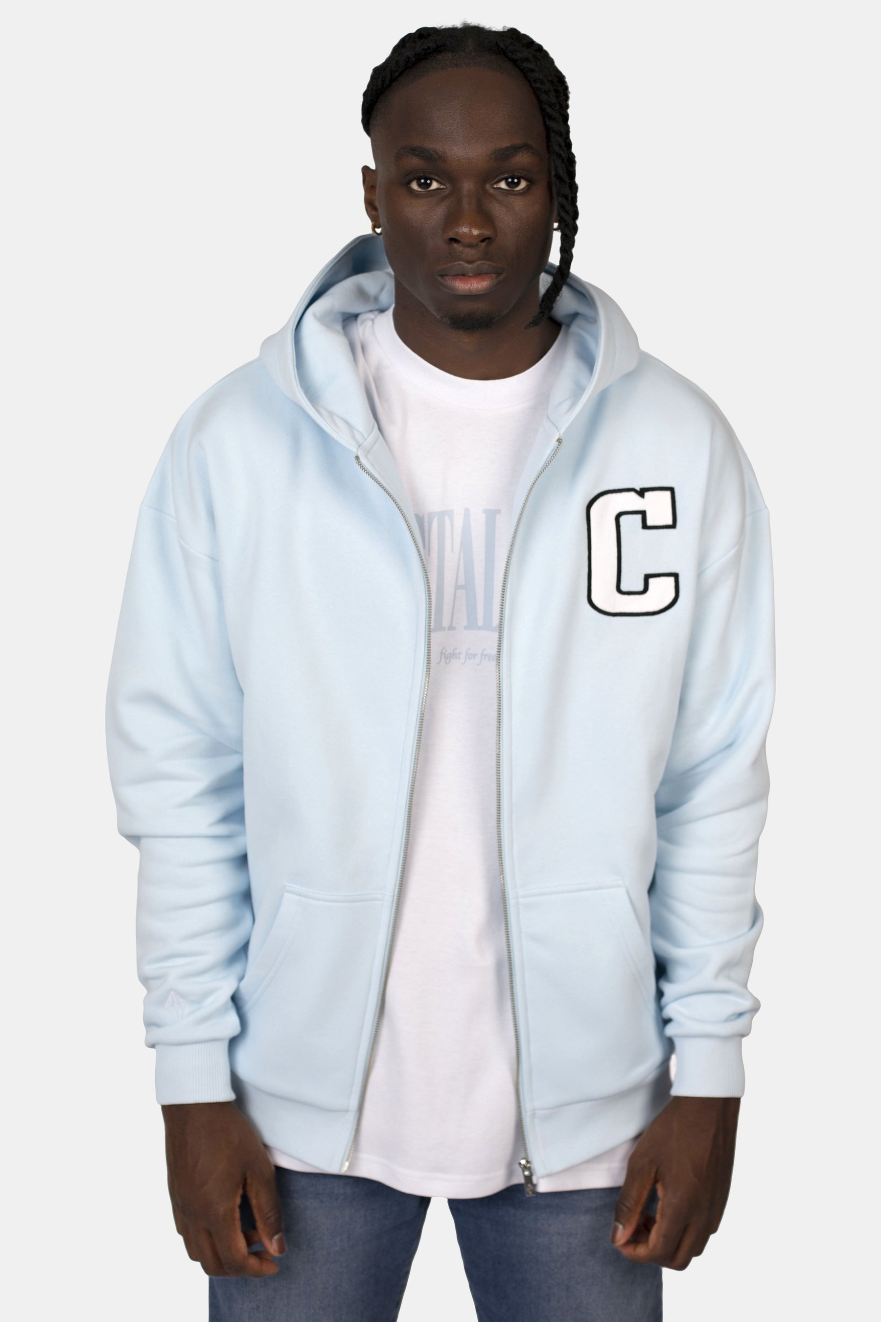 Patch Oversized Zip-Hoodie