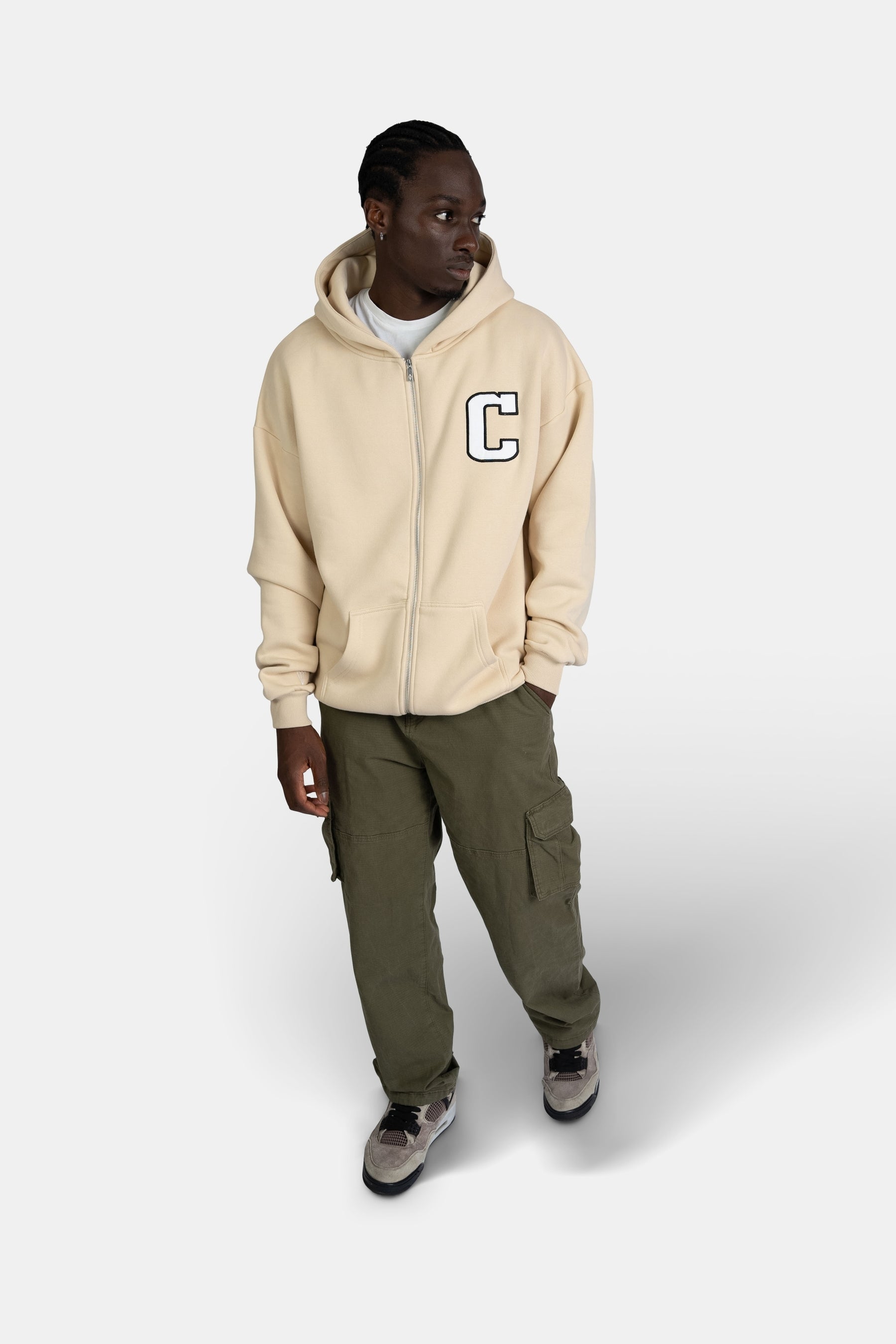 Patch Oversized Zip-Hoodie