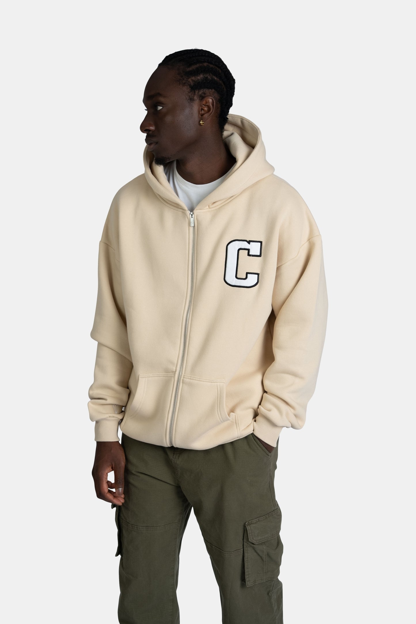 Patch Oversized Zip-Hoodie