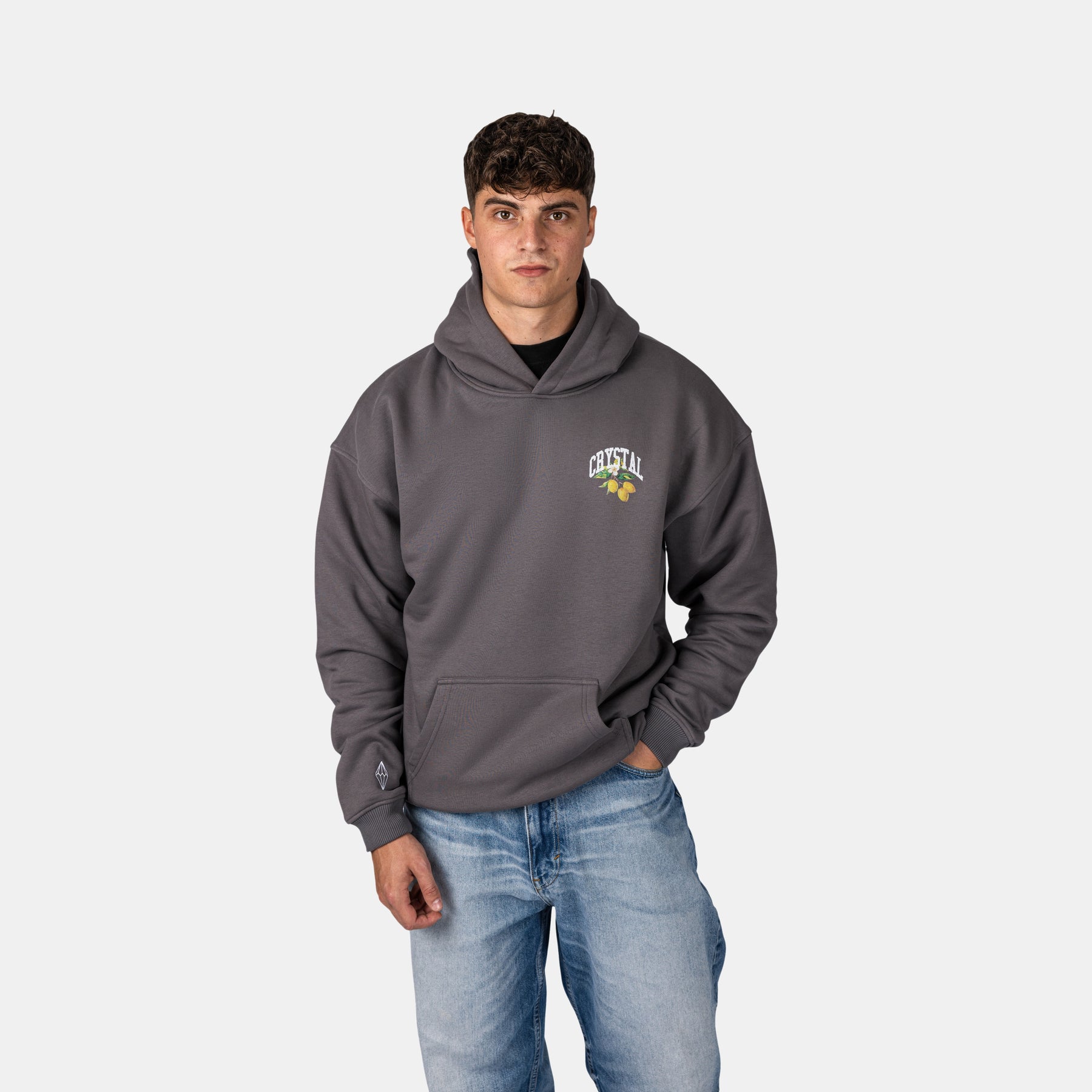 Oversized Polo Hoodie Volcano Grey