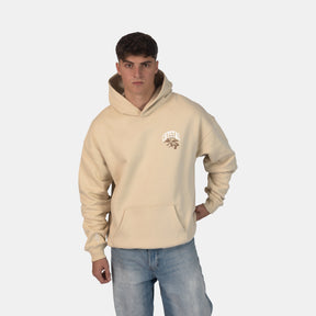 Oversized Polo Hoodie Brown Rice