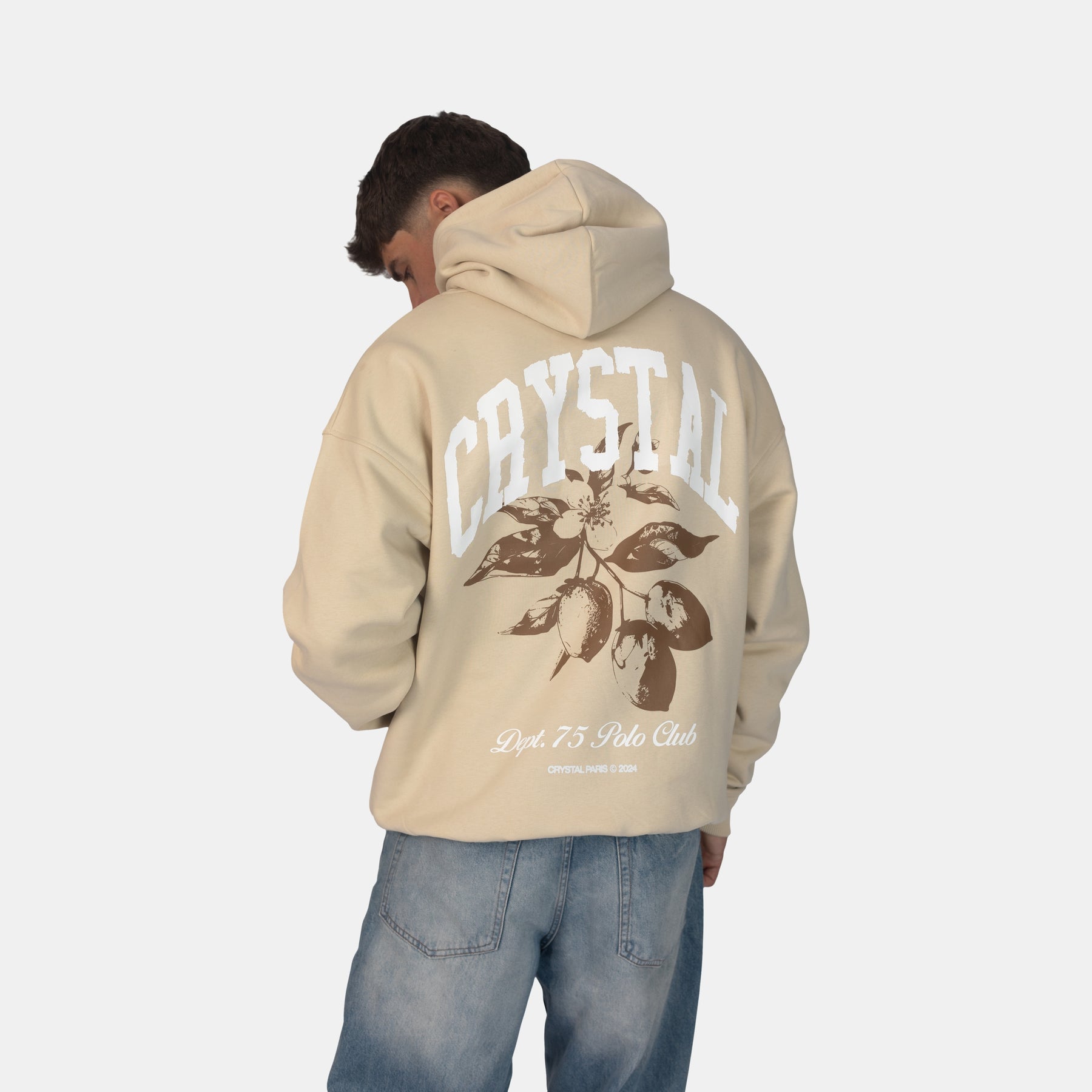 Oversized Polo Hoodie Brown Rice