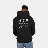 Oversized Coordinates Hoodie Deep Black